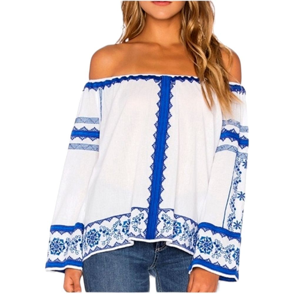 Love Sam Wanda‎ Off The Shoulder Embroidered Top Sz S